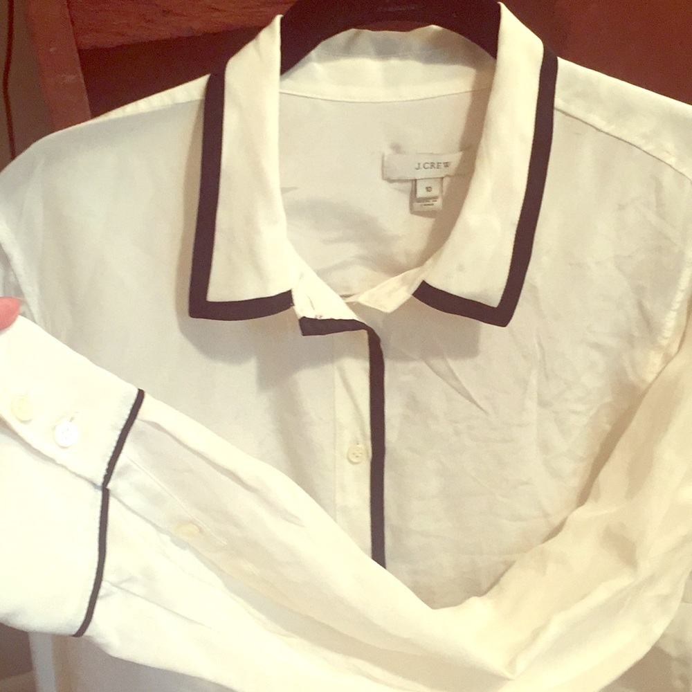 J. Crew white silk long sleeve blouse 100% silk
